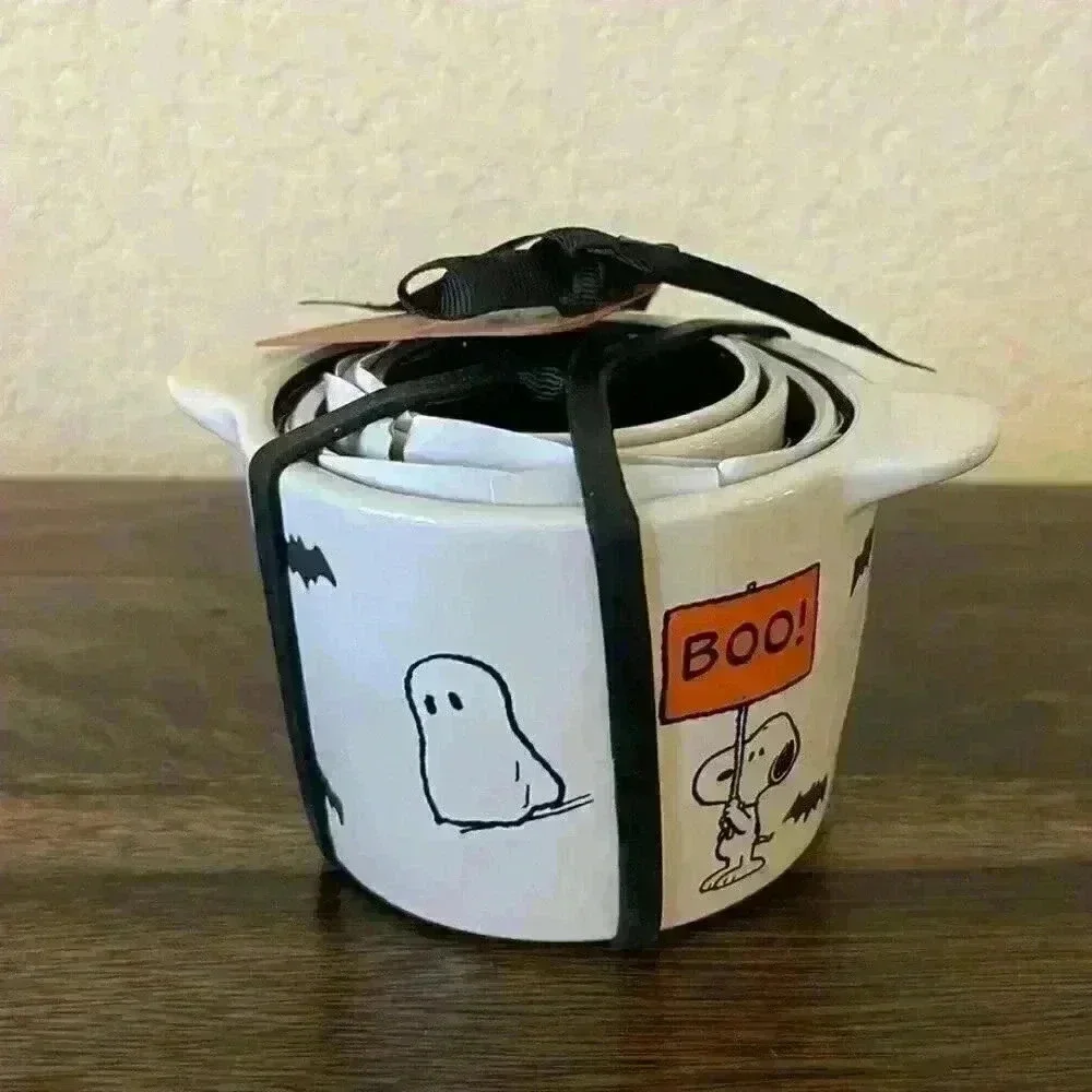 NEW Rae Dunn Snoopy Peanuts Halloween Decor Measuring Cups Set of 4 NWT ghosts
